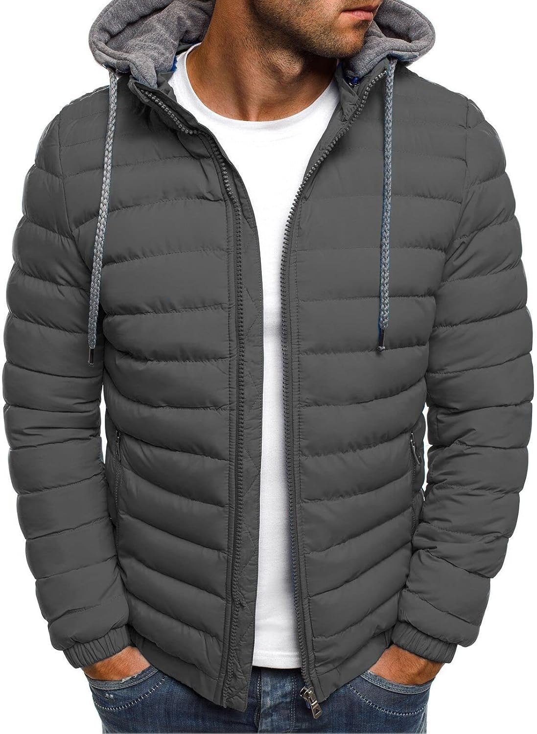 Doudoune homme JJPAR à capuche, style militaire
