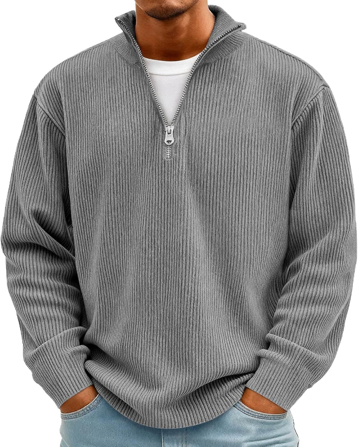 Sweat homme en velours côtelé à manches longues