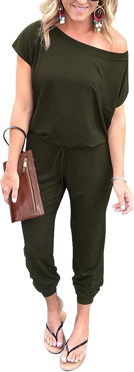 🖤 PRETTYGARDEN – Combinaison Femme à Épaules Dénudées, Taille Élastique & Coupe Décontractée