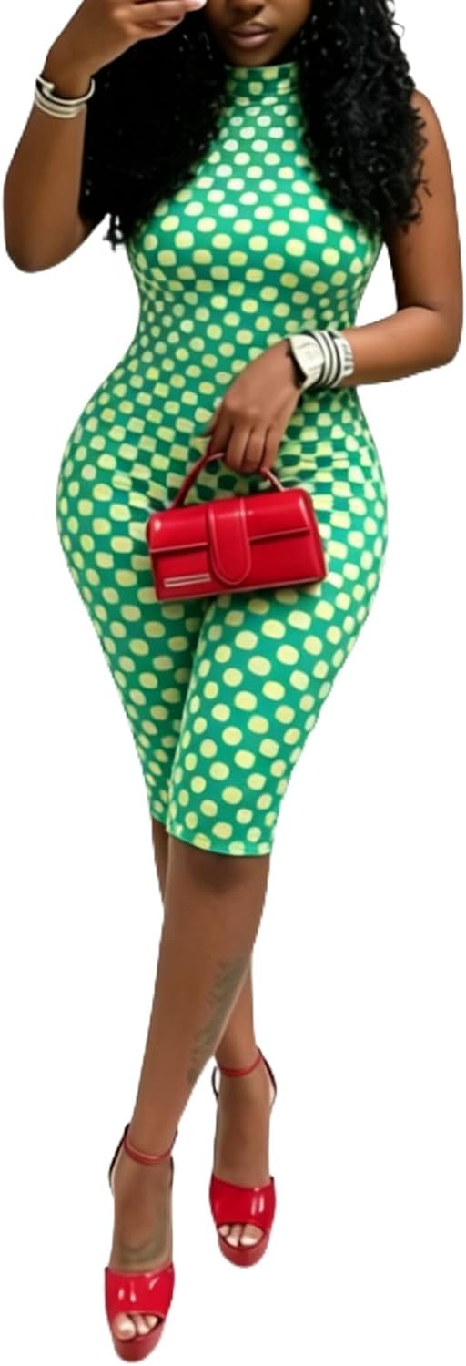 🔵 BOKITECAO – Combinaison femme dos nu à pois, col américain et coupe moulante style corsaire