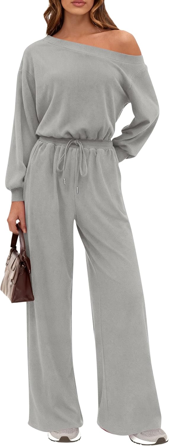 ✨ PRETTYGARDEN – Combinaison Femme Élégante à Manches Courtes, Épaules Dénudées & Pantalon Large