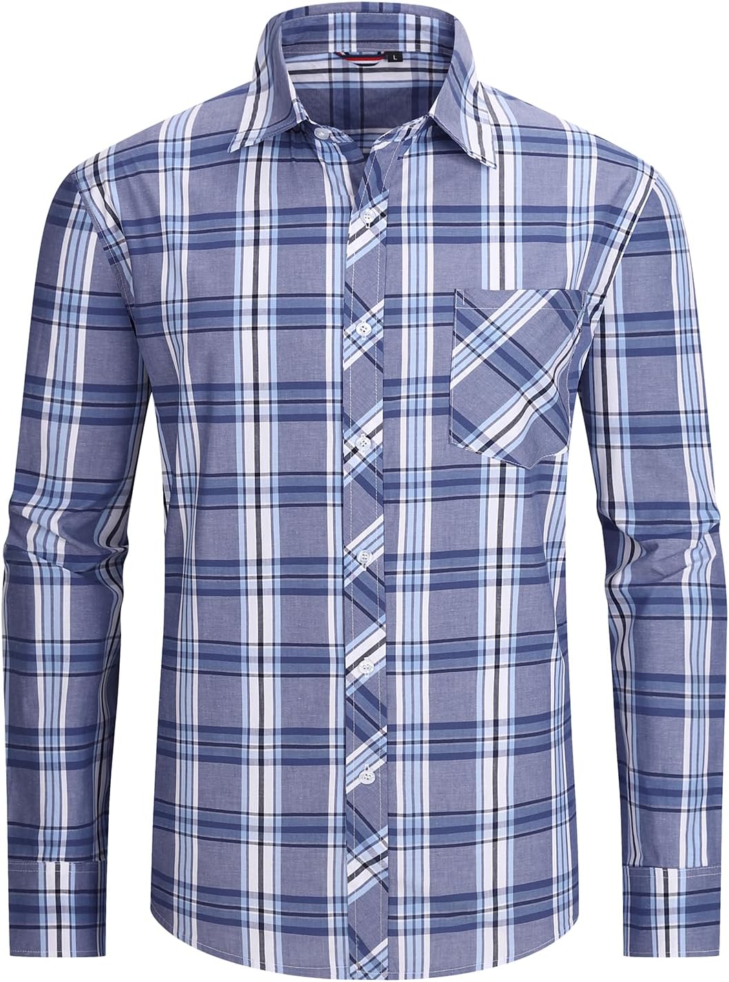 JupiterSecret – Chemise Homme à Carreaux en Coton – Style Décontracté avec Poche Poitrine