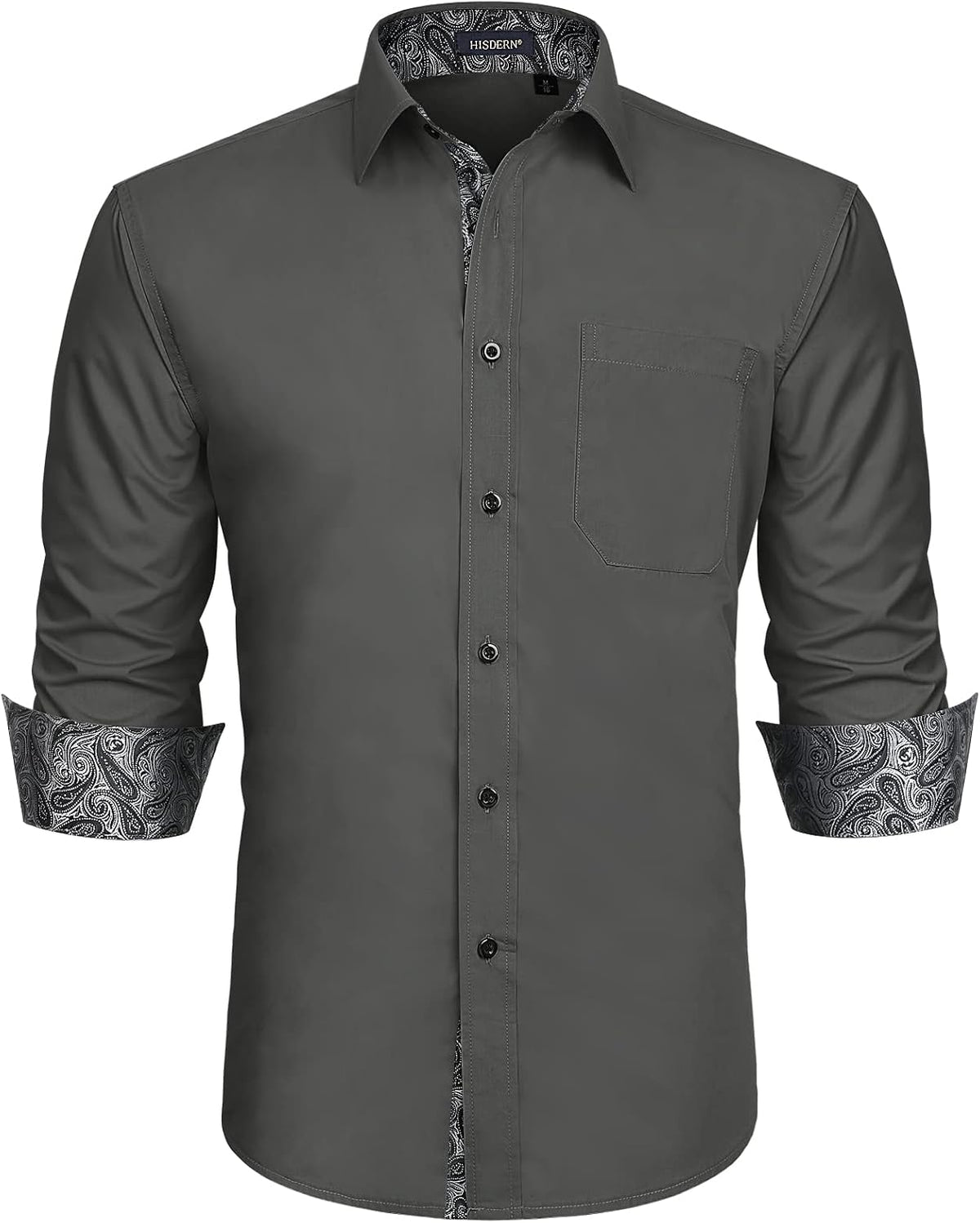 HISDERN – Chemise habillée à manches longues pour homme – Élégante, classique et boutonnée