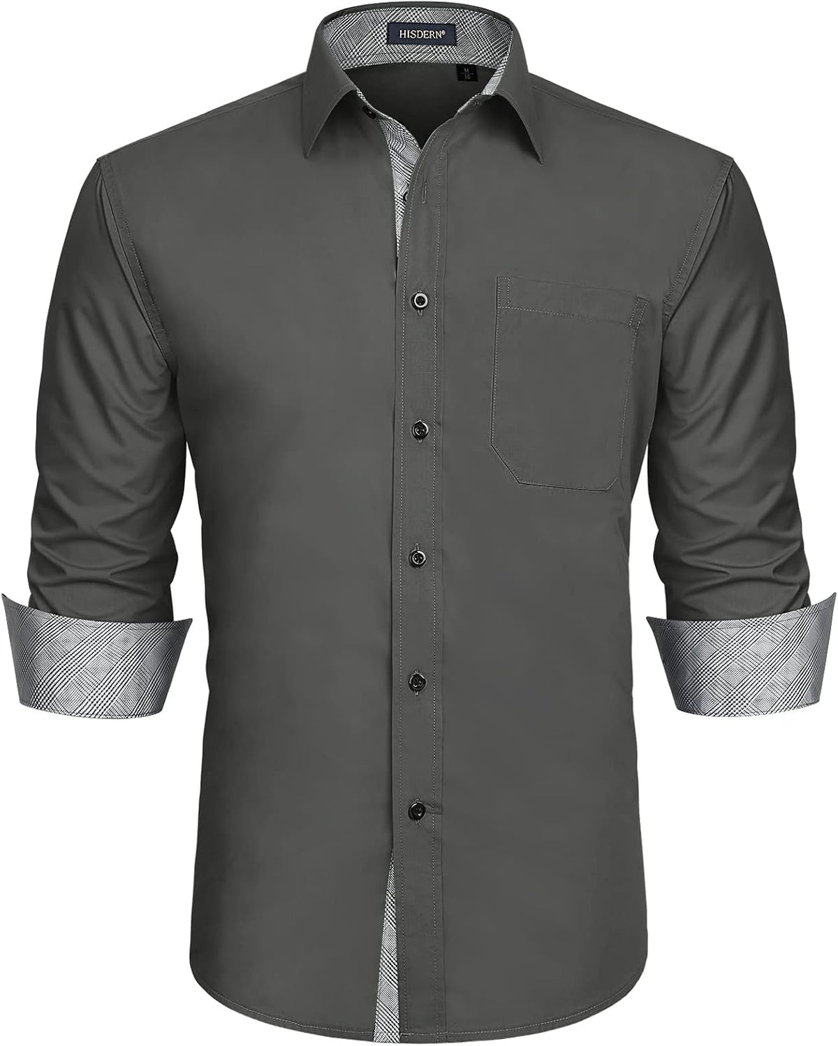 HISDERN – Chemise habillée à manches longues pour homme – Élégante, classique et boutonnée