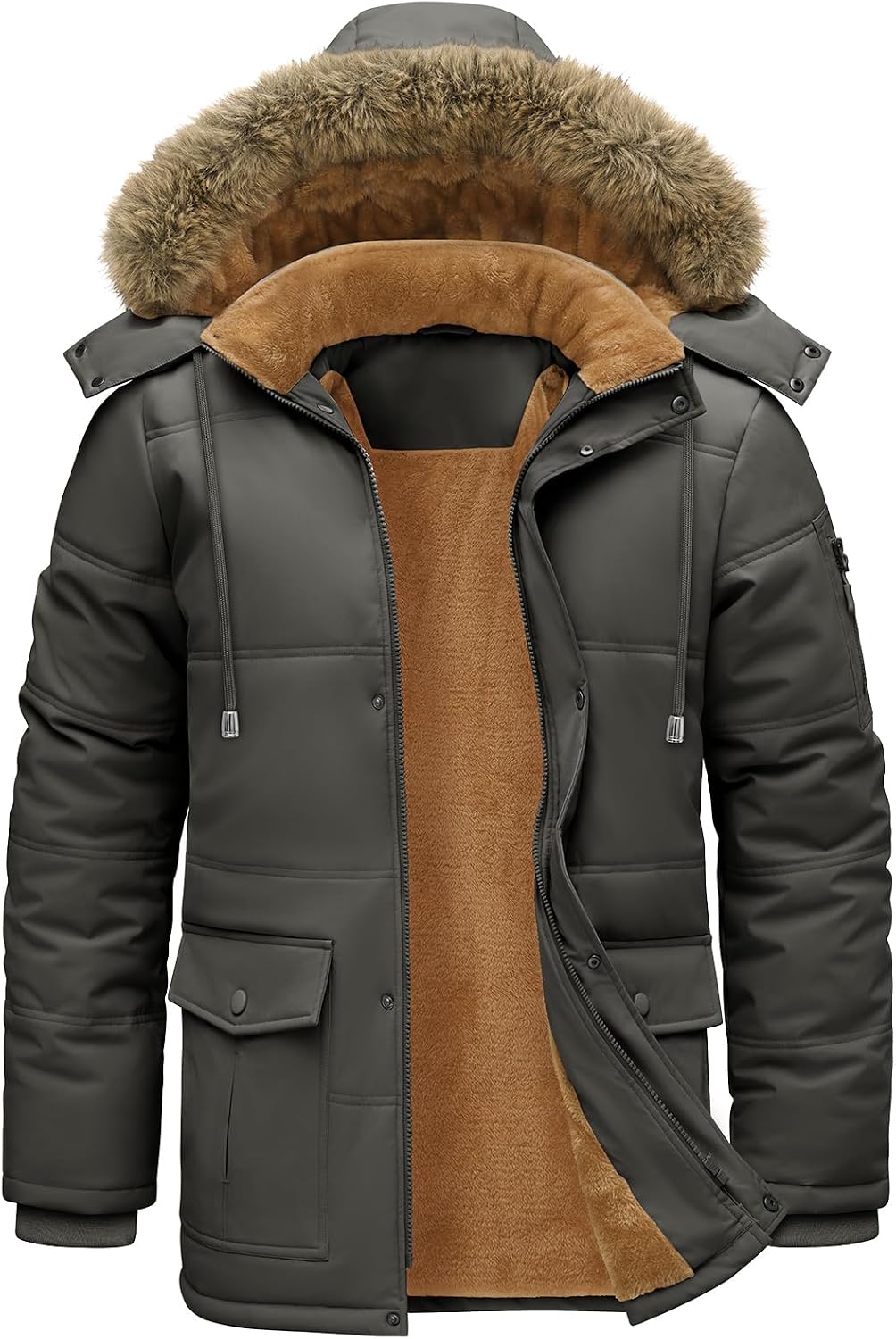 TOMEEK – Parka d'hiver pour homme à capuche amovible – Manteau chaud, polaire et coupe-vent