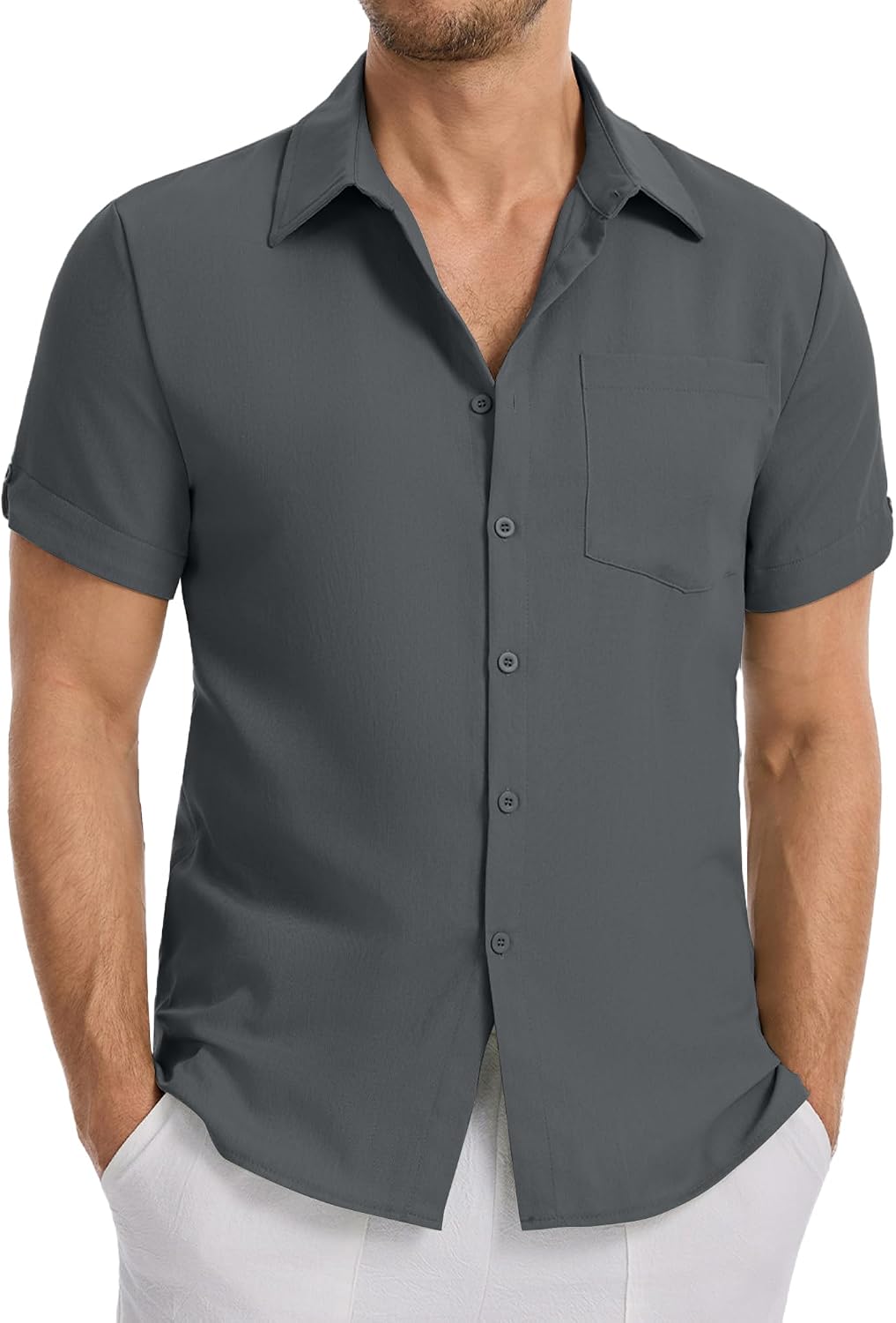LVCBL – Chemise Homme Manches Courtes – Légère, Confortable & Décontractée pour l’Été