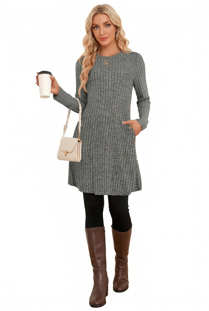 Robe pull SENBATU pour femme – Manches longues et poches