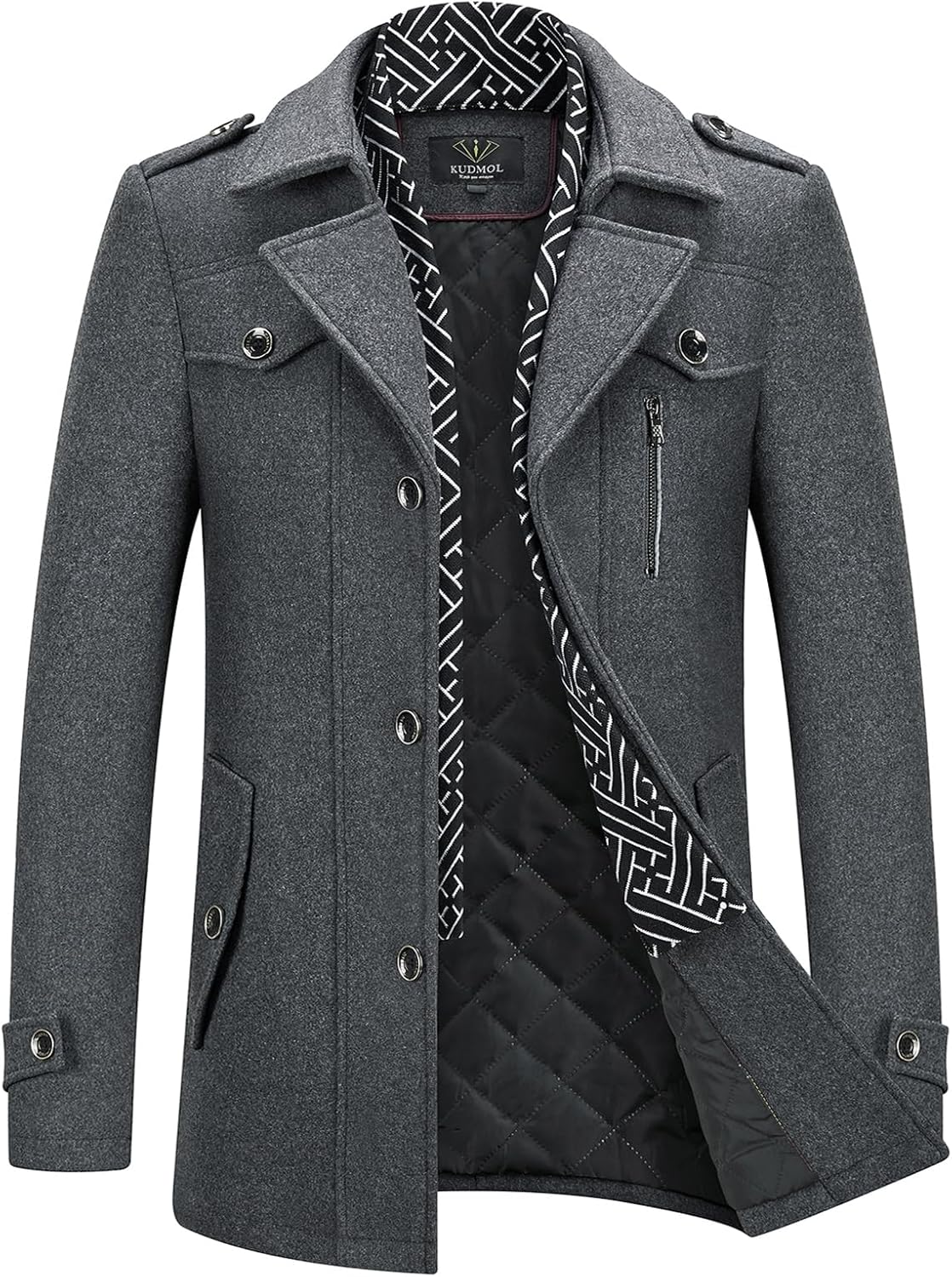 KUDMOL – Trench-Coat Homme Élégant – Pardessus Business Chic & Manteau Long Habillé