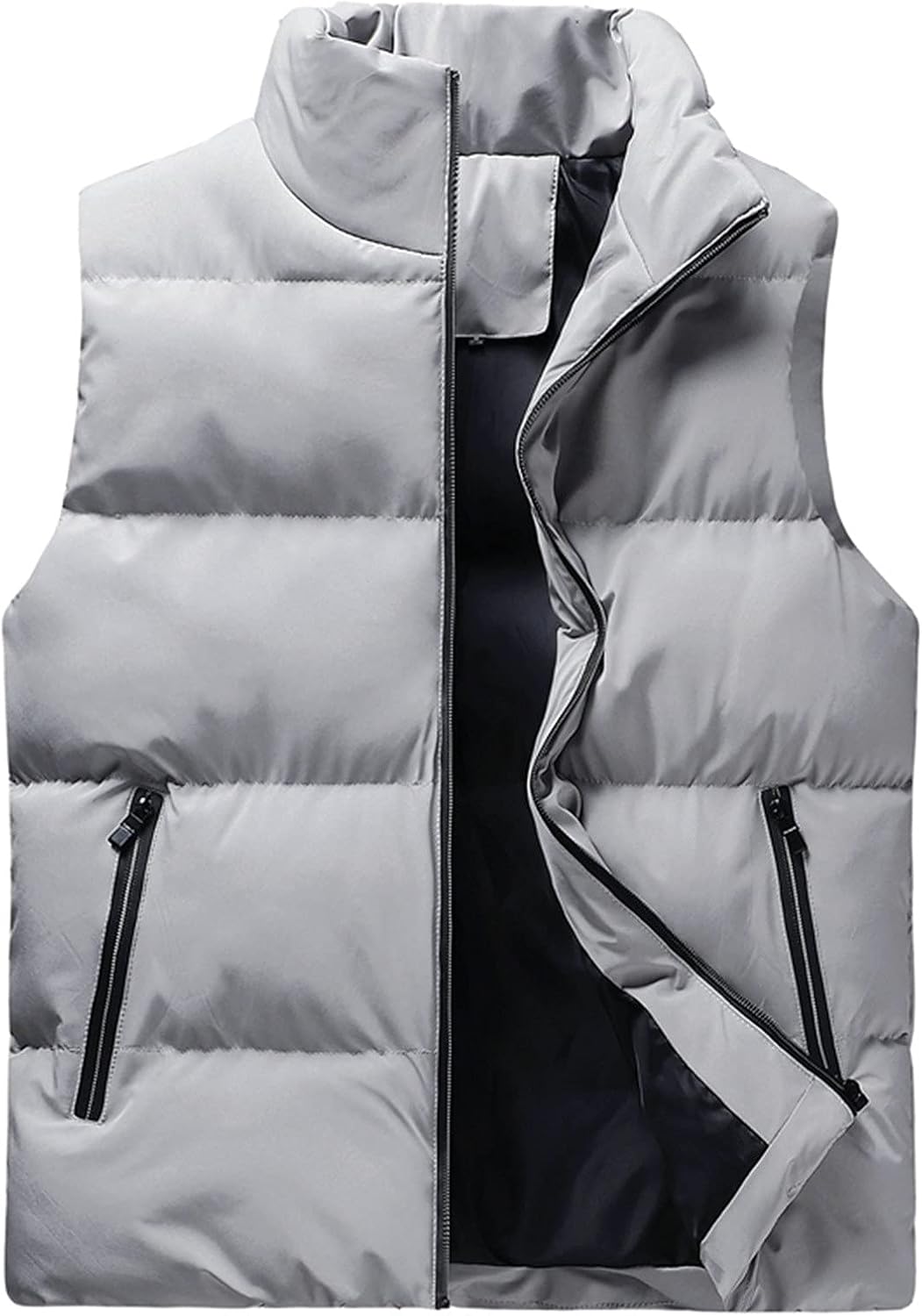 FSFA – Doudoune sans manches à capuche pour homme – Gilet chaud zippé color-block pour l’hiver