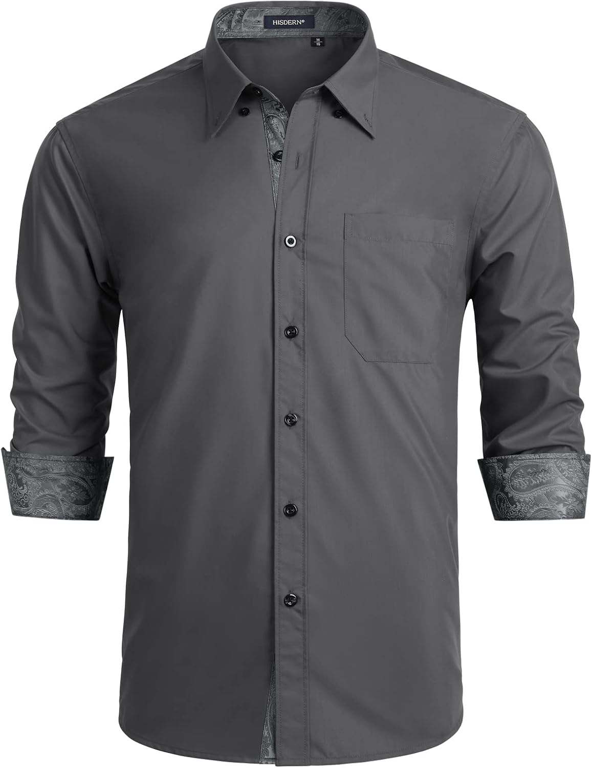 HISDERN – Chemise habillée à manches longues pour homme – Élégante, classique et boutonnée