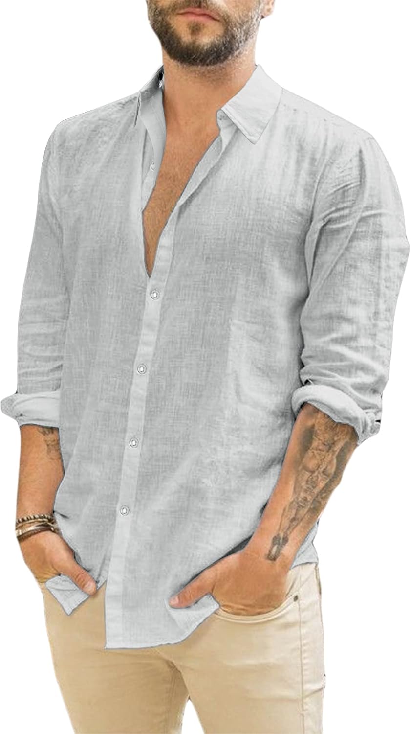 Runcati – Chemise Homme à Manches Longues – Style Décontracté, Moderne & Polyvalent