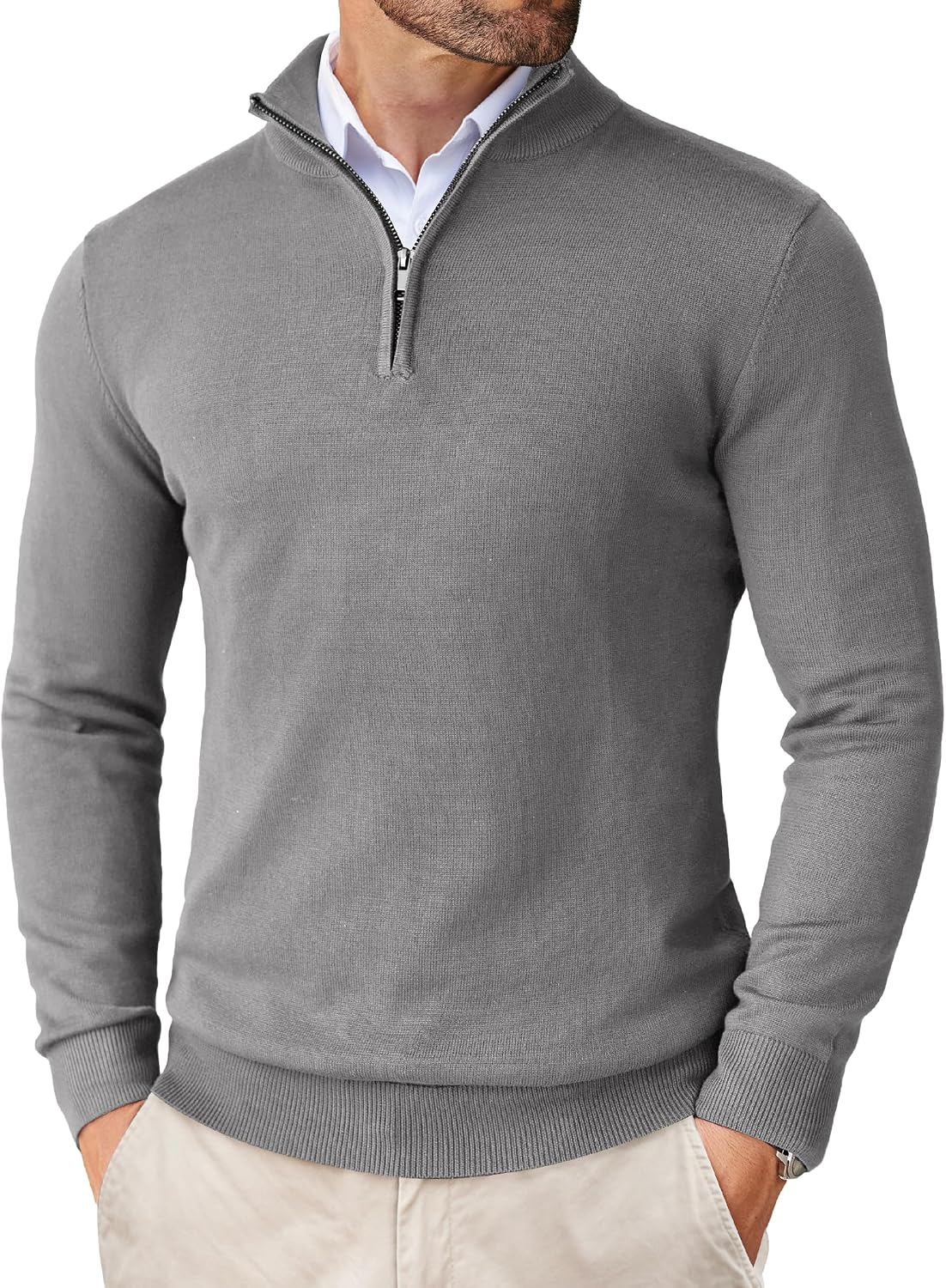 Pull homme COOFANDY en maille à col montant zippé