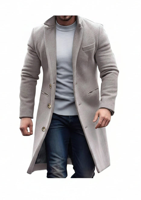 Men's Indian Lapel Jacket – Mid-Length Windbreaker, Loose & Comfortable – Business Casual Style