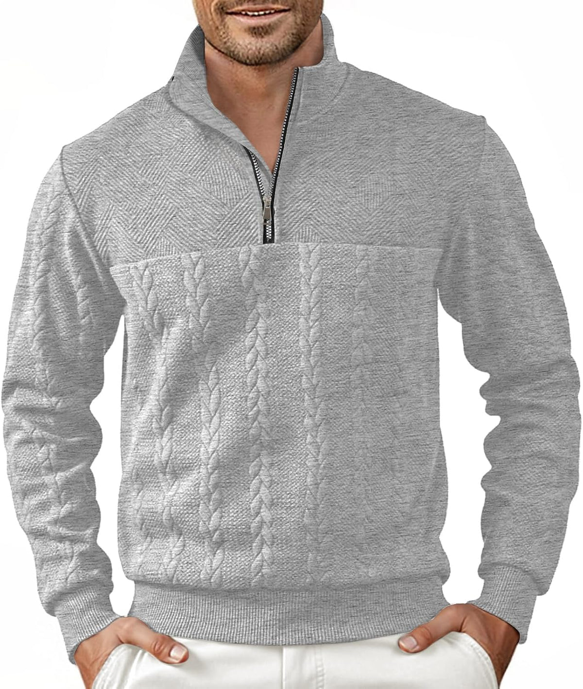 Pull homme Halfword en maille zippée à manches longues