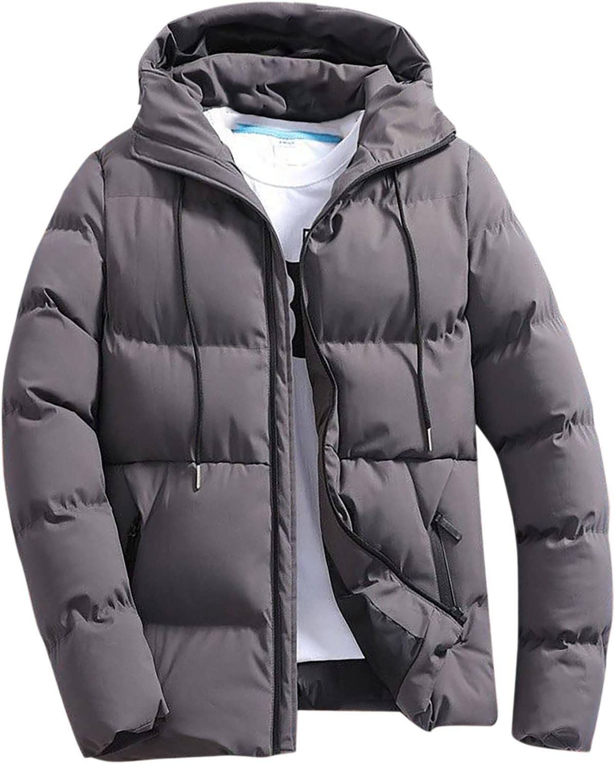 Doudoune Homme Hiver Slim Fit à Capuche – Veste Matelassée Légère, Chaude & Coupe-Vent