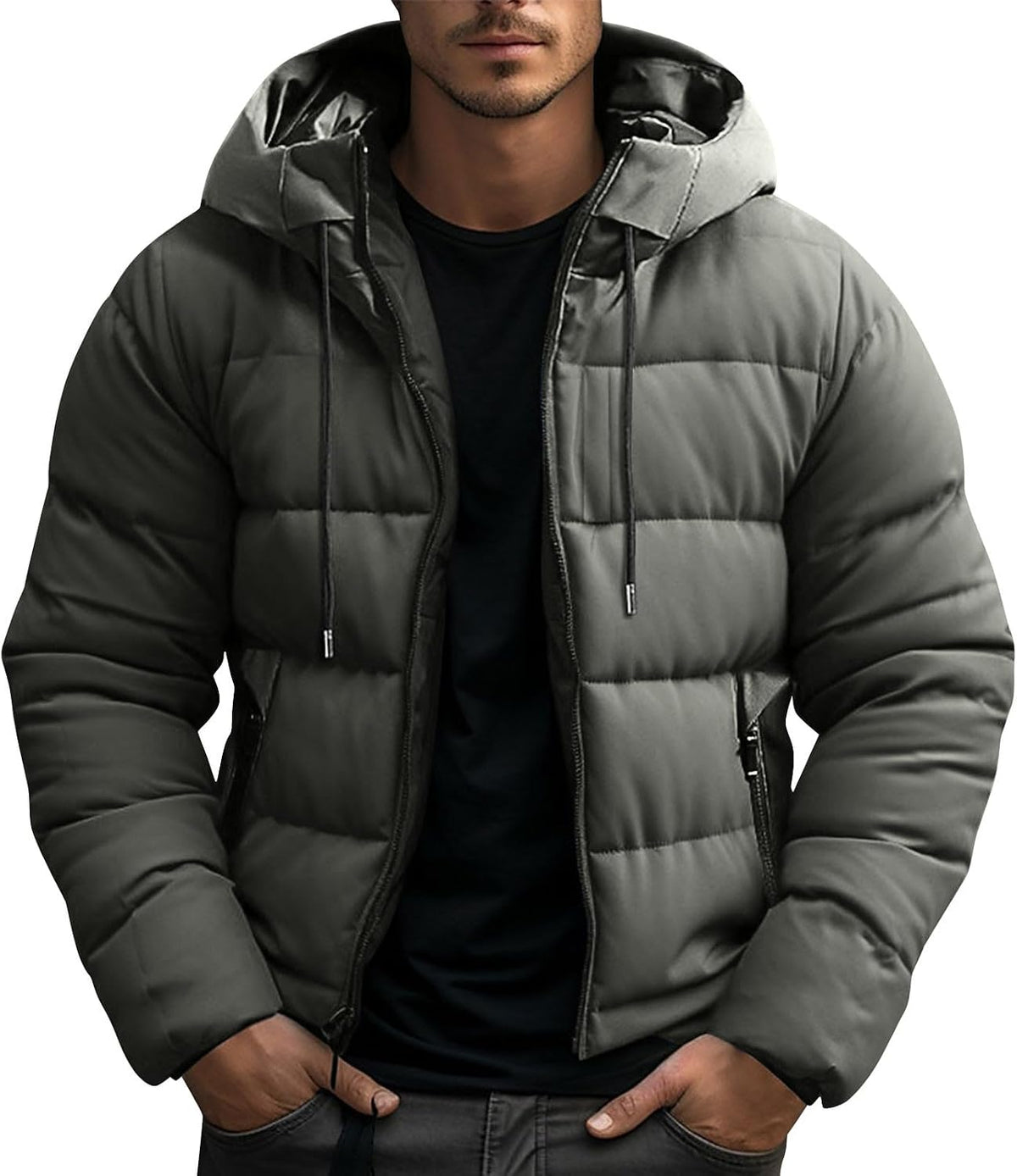 Doudoune Homme Hiver à Capuche – Parka Chaude, Épaissie & Coupe-Vent Grande Taille