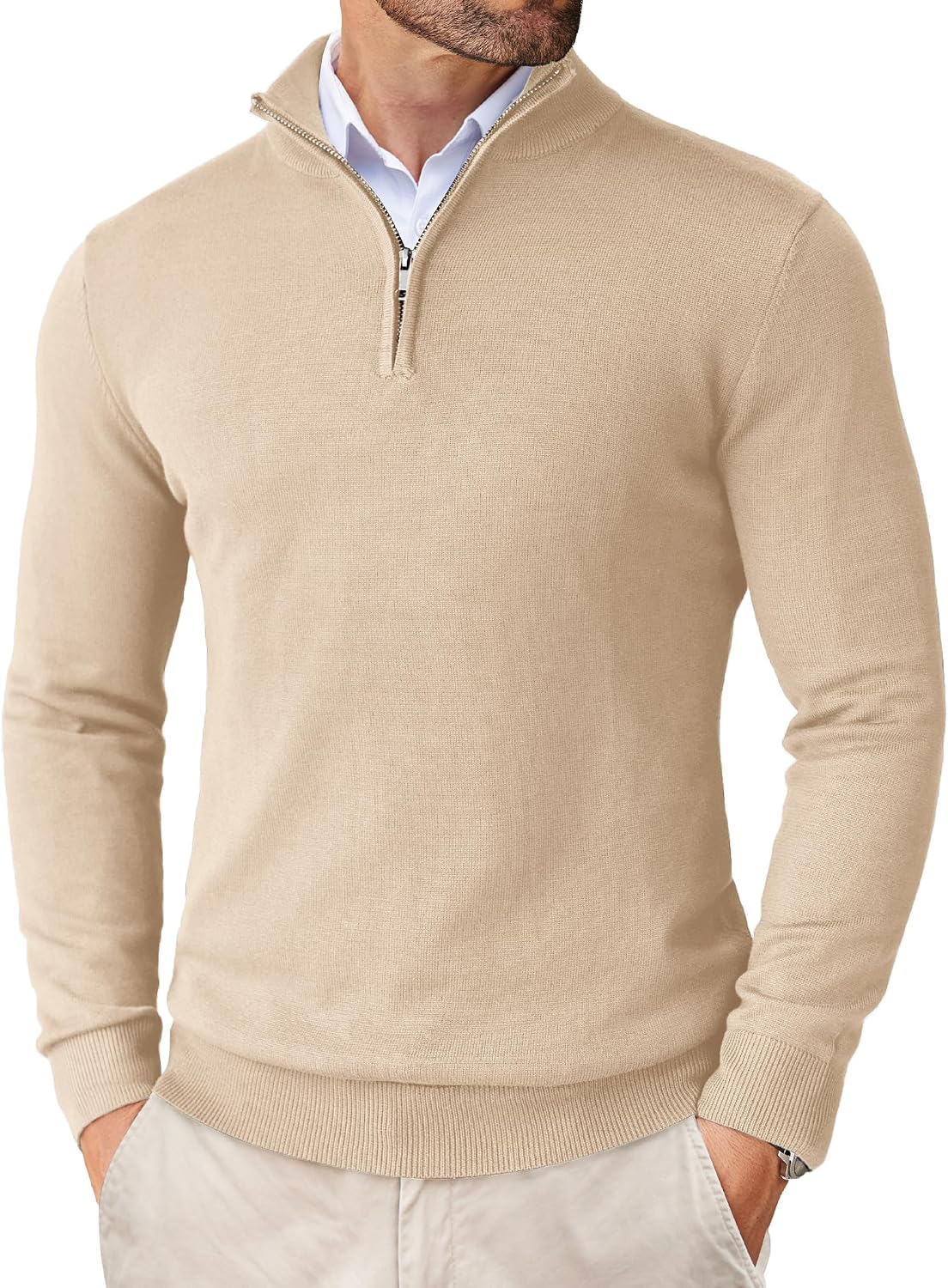 Pull homme COOFANDY en maille à col montant zippé