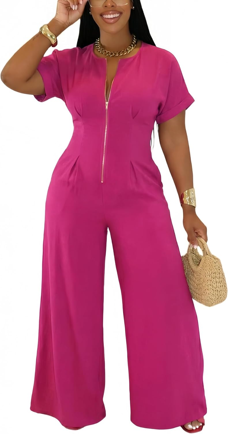 YUEWOO – Combinaison Femme Élégante à Manches, Coupe Longue & Style Casual Chic