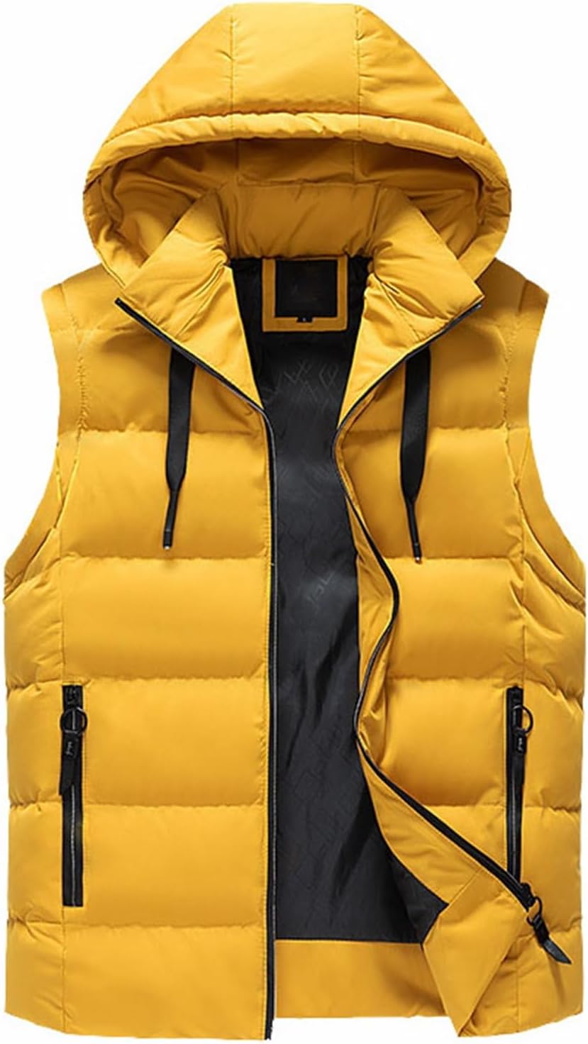 Icegrey – Doudoune sans manches à capuche pour homme – Gilet chaud et épais avec poches zippées