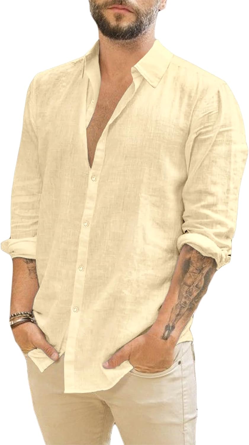 Runcati – Chemise Homme à Manches Longues – Style Décontracté, Moderne & Polyvalent