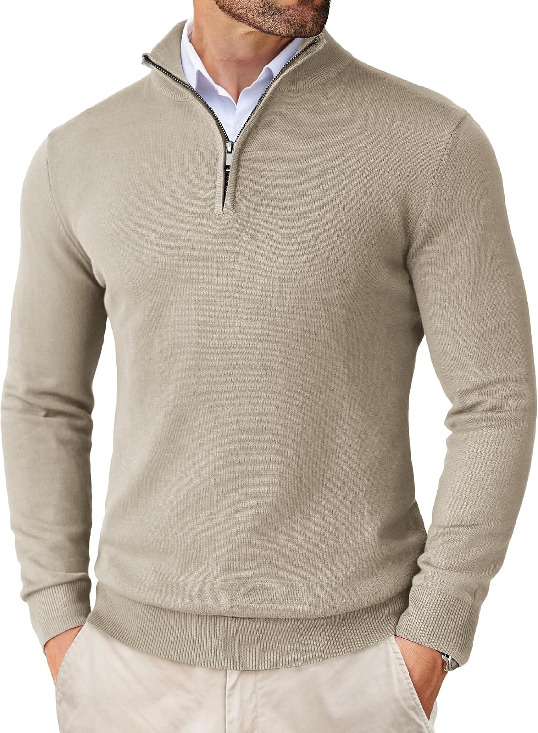 Pull homme COOFANDY en maille à col montant zippé