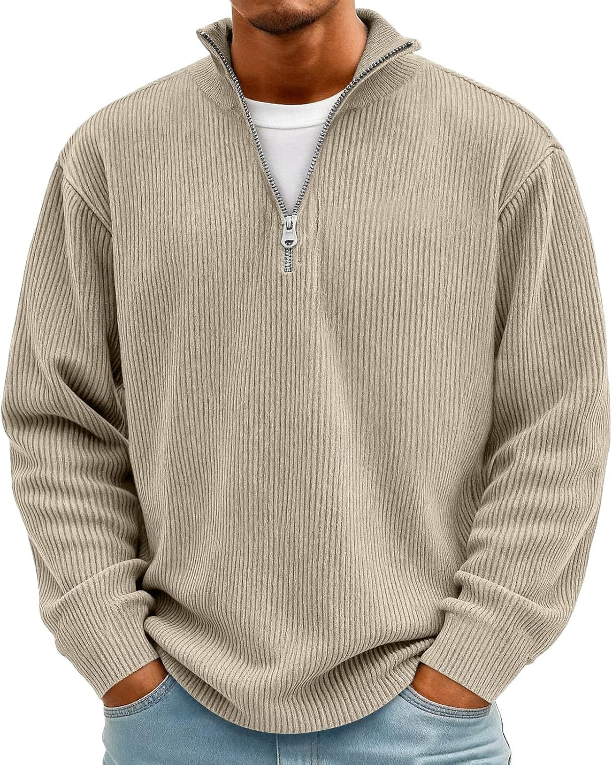 Sweat homme en velours côtelé à manches longues