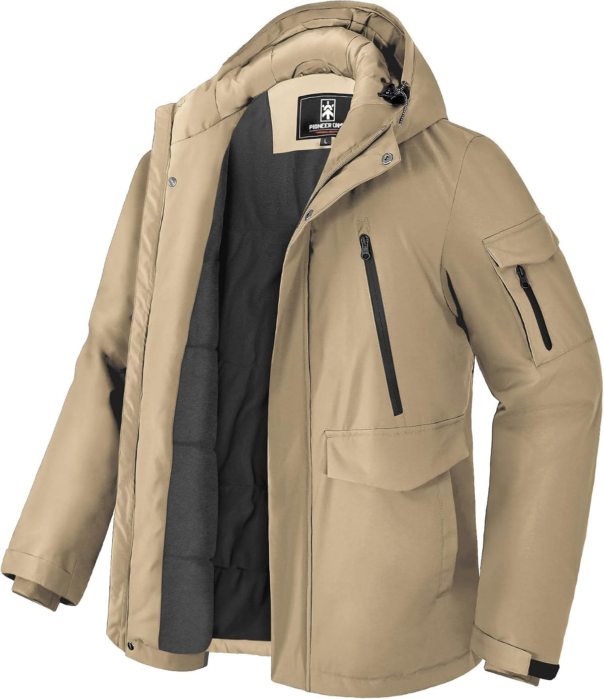 Pioneer Camp – Manteau d'hiver imperméable pour homme – Parka chaude doublée polaire avec capuche et 9 poches