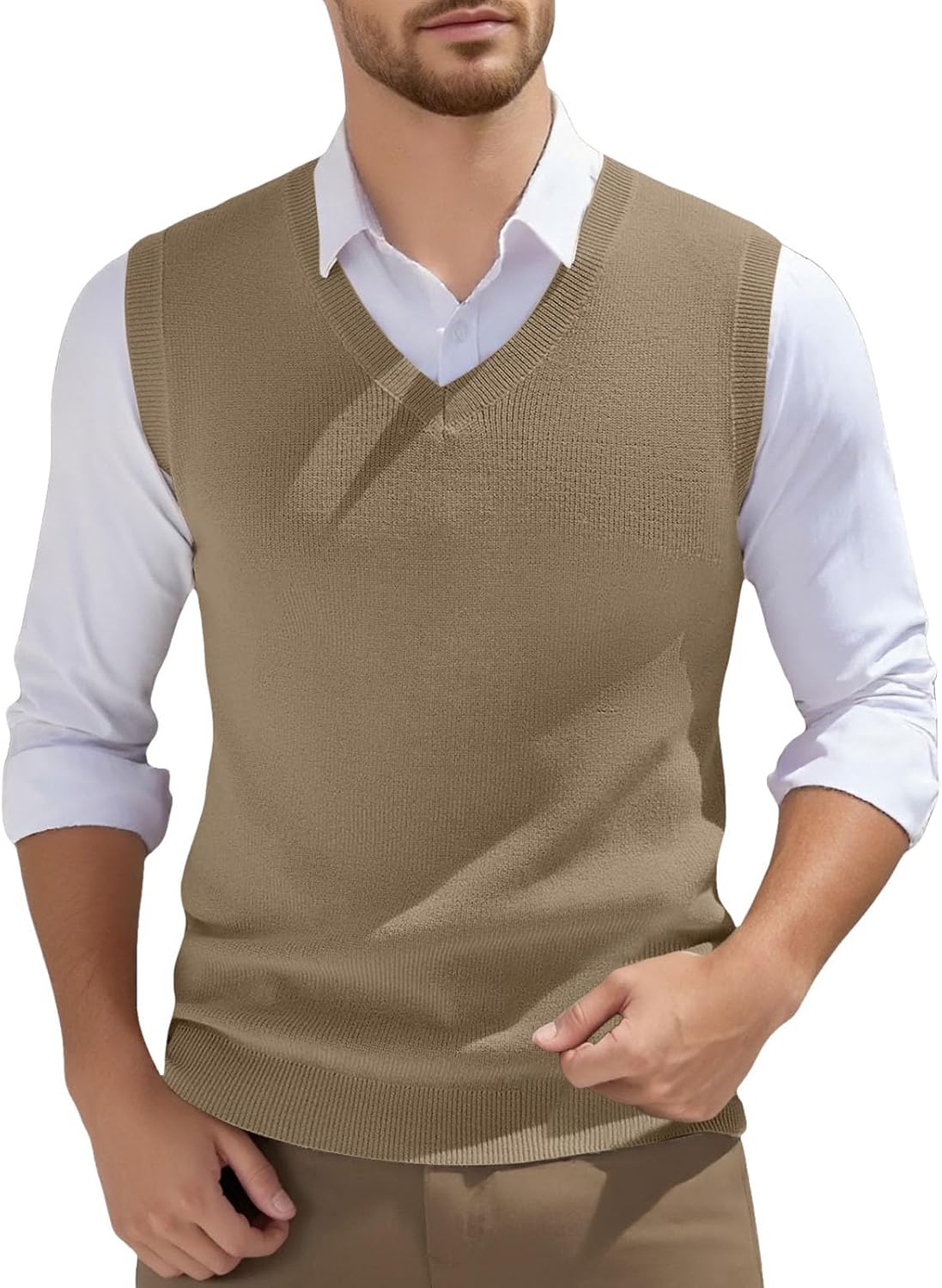 Gilet homme sans manches en maille à col V