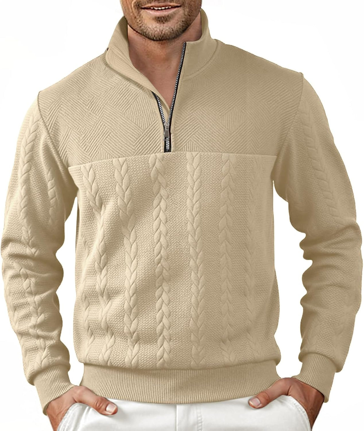 Pull homme Halfword en maille zippée à manches longues