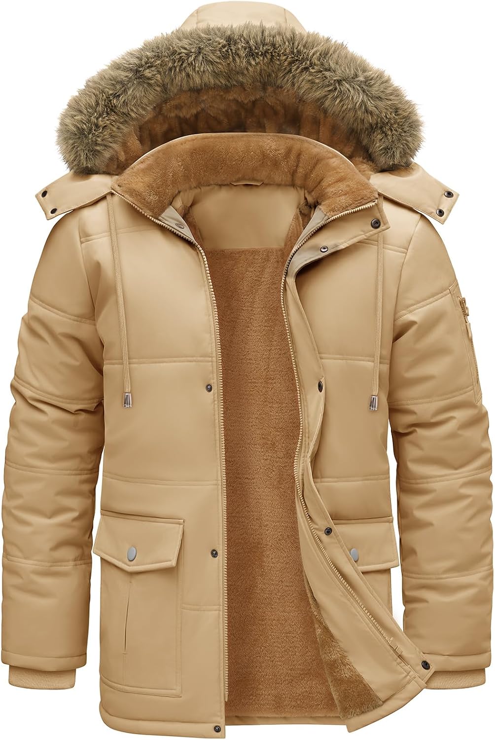 TOMEEK – Parka d'hiver pour homme à capuche amovible – Manteau chaud, polaire et coupe-vent