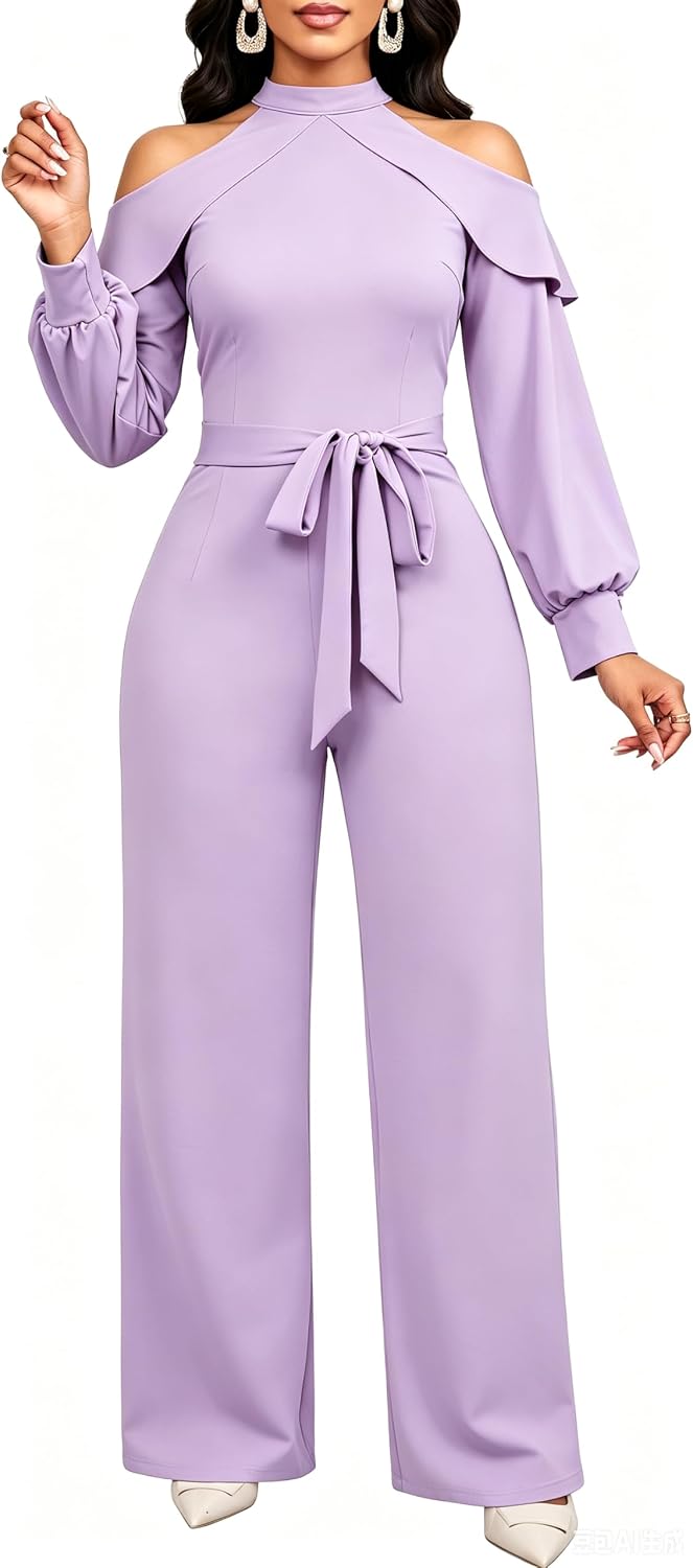 ❤️ SxClub – Combinaison élégante pour femme à manches longues, fermeture zippée à l'avant et pantalon droit