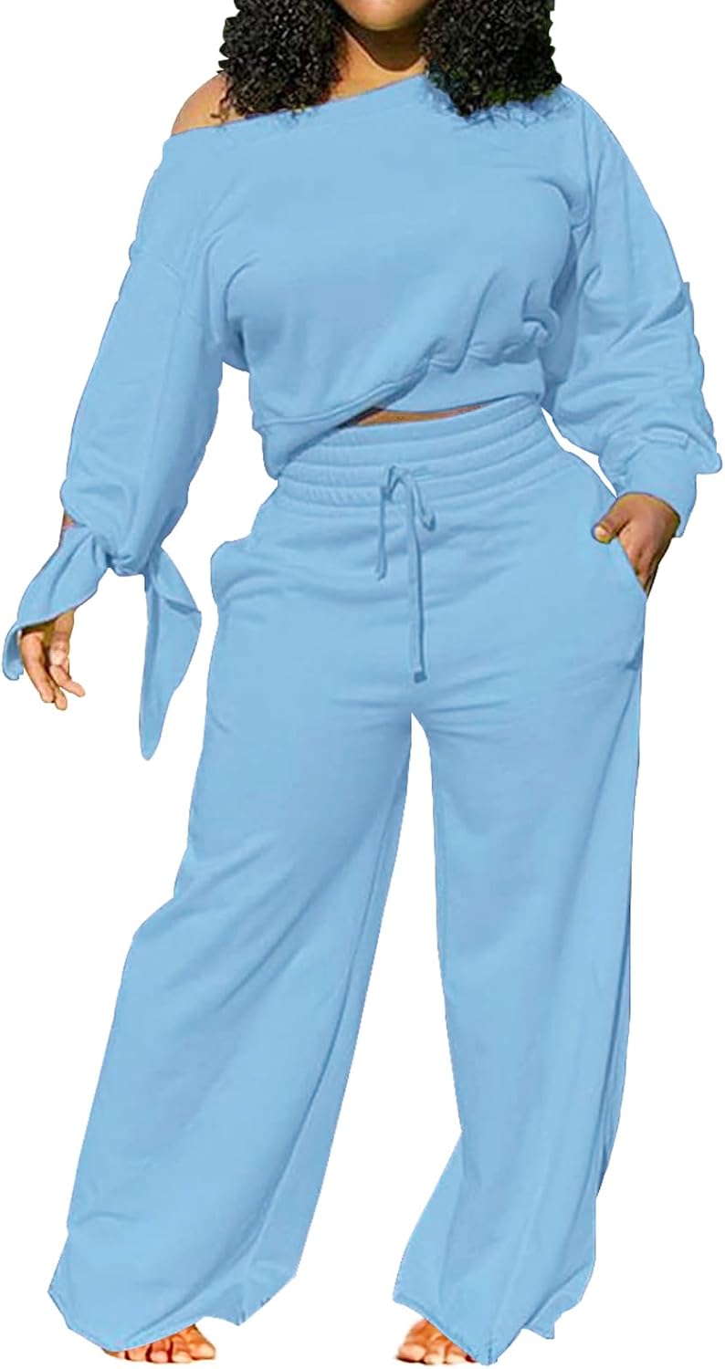 SexyCherry – Ensemble femme 2 pièces épaules dénudées, sweat & pantalon de jogging à cordon – Casual chic