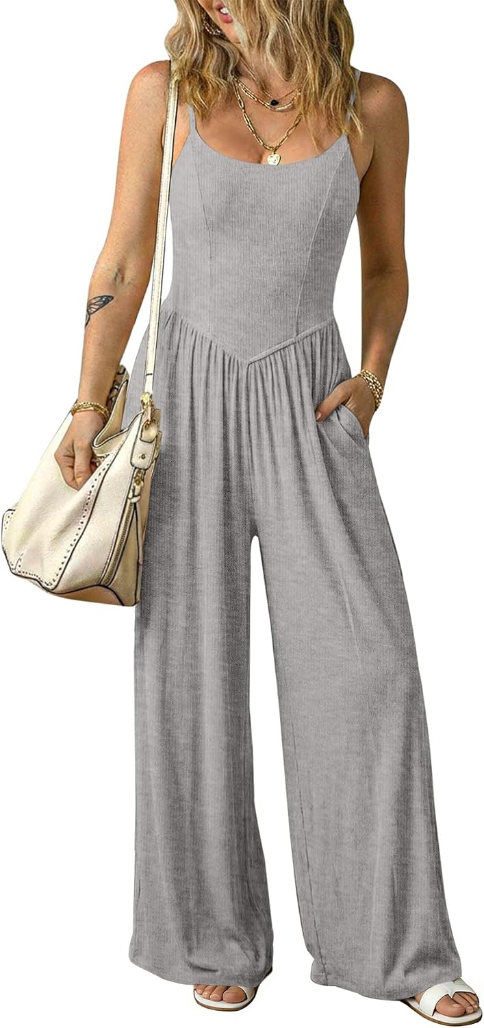 Relipop – Combinaison femme à bretelles fines, dos nu et pantalon large – Casual chic