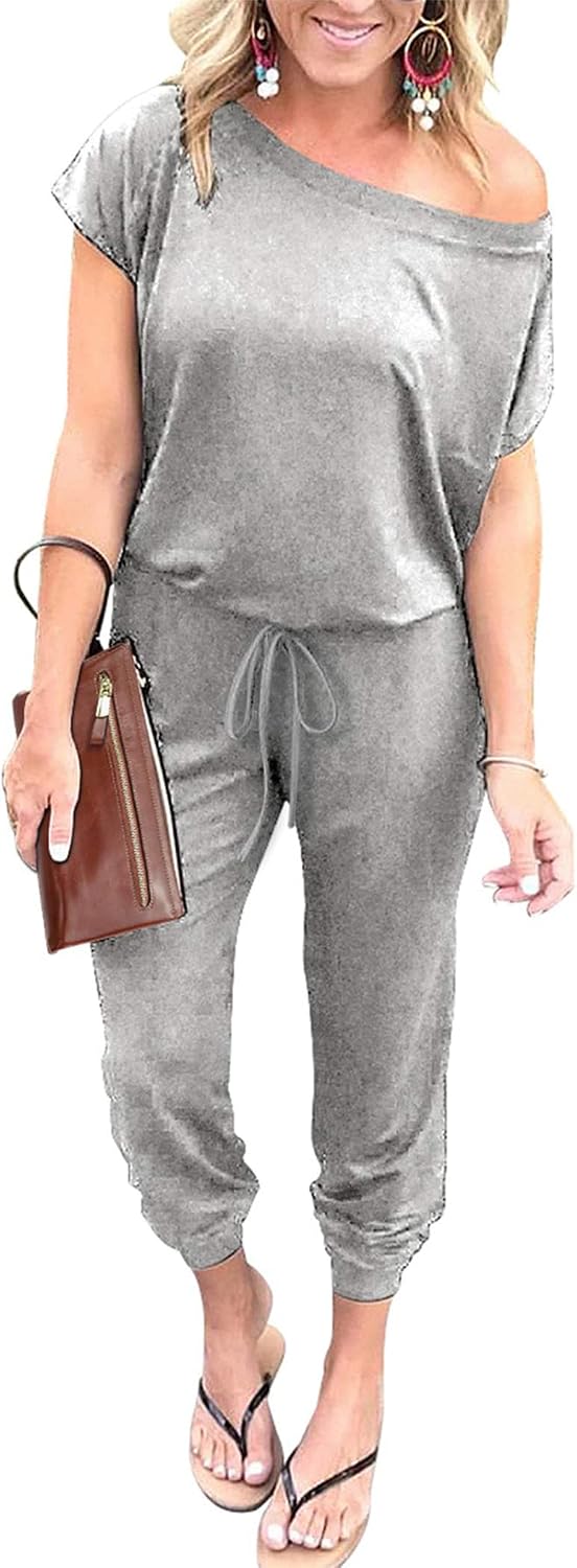 🖤 PRETTYGARDEN – Combinaison Femme à Épaules Dénudées, Taille Élastique & Coupe Décontractée