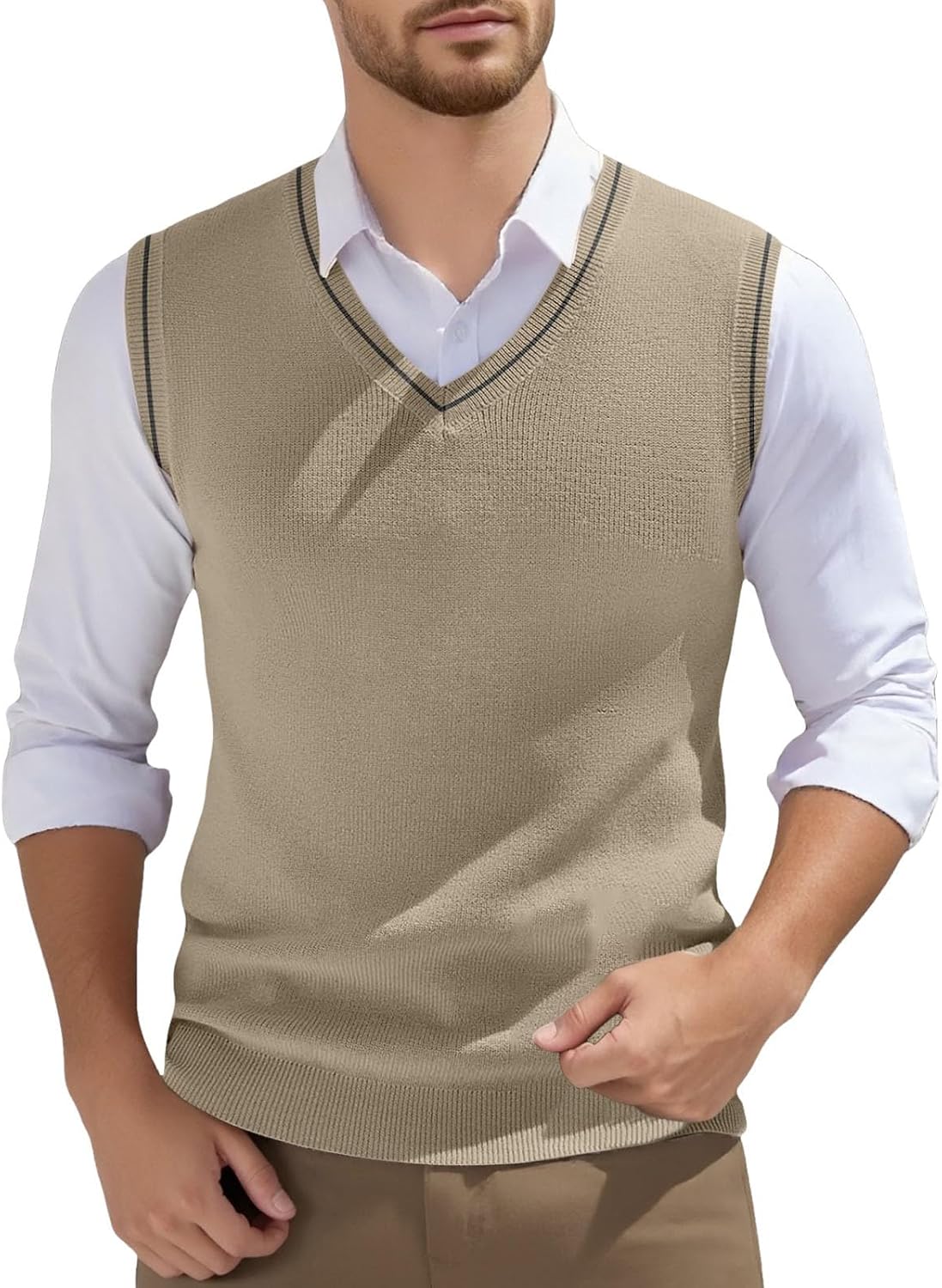 Gilet homme sans manches en maille à col V