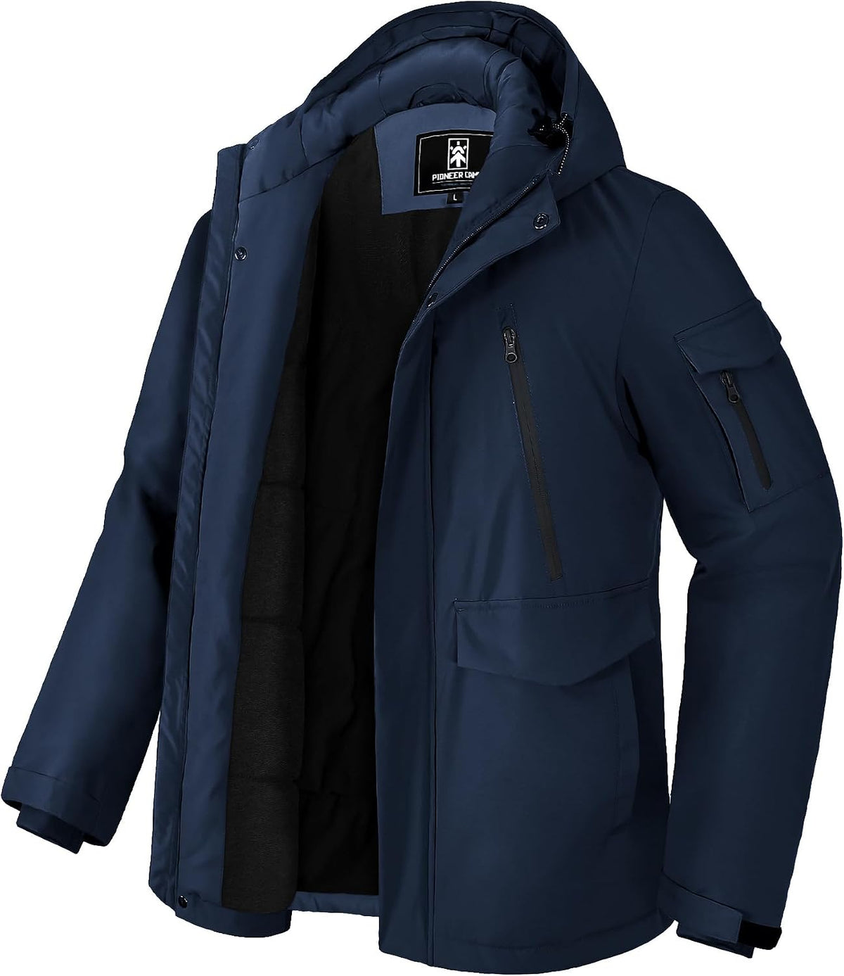Pioneer Camp – Manteau d'hiver imperméable pour homme – Parka chaude doublée polaire avec capuche et 9 poches