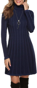 Robe pull tricotée Gyabnw à col rond et manches longues