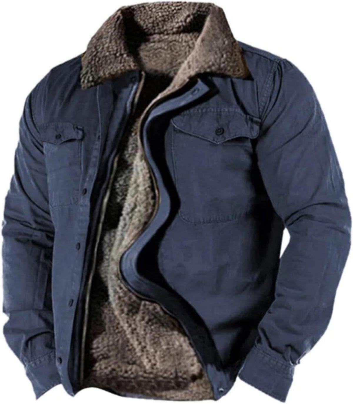Blouson Homme Hiver Chaud – Veste Grande Taille Sans Capuche, Polaire & Oversize