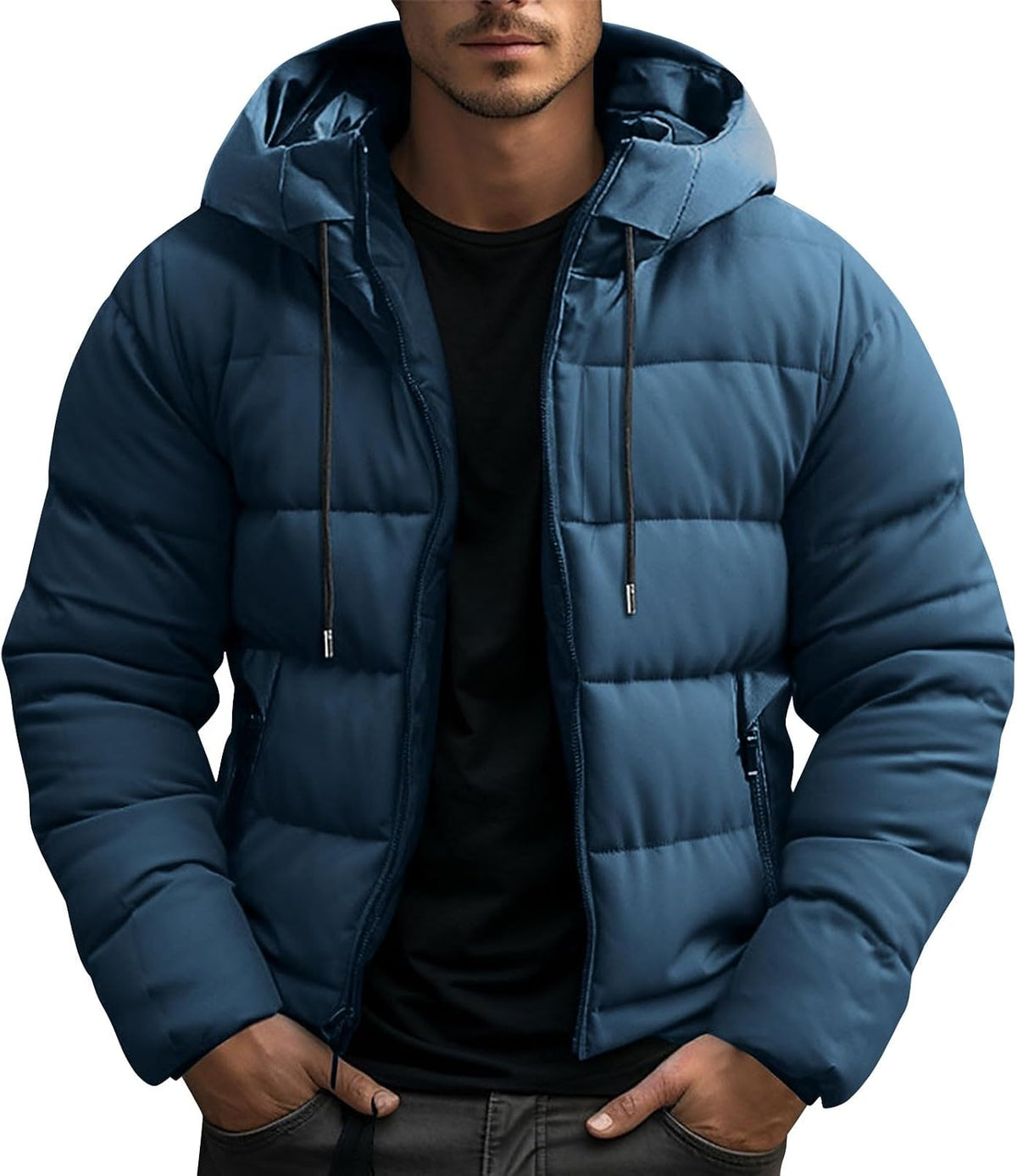 Doudoune Homme Hiver à Capuche – Parka Chaude, Épaissie & Coupe-Vent Grande Taille