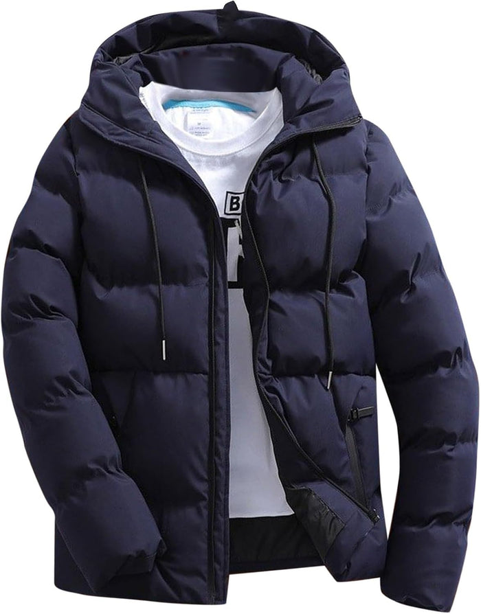 Doudoune Homme Hiver Slim Fit à Capuche – Veste Matelassée Légère, Chaude & Coupe-Vent
