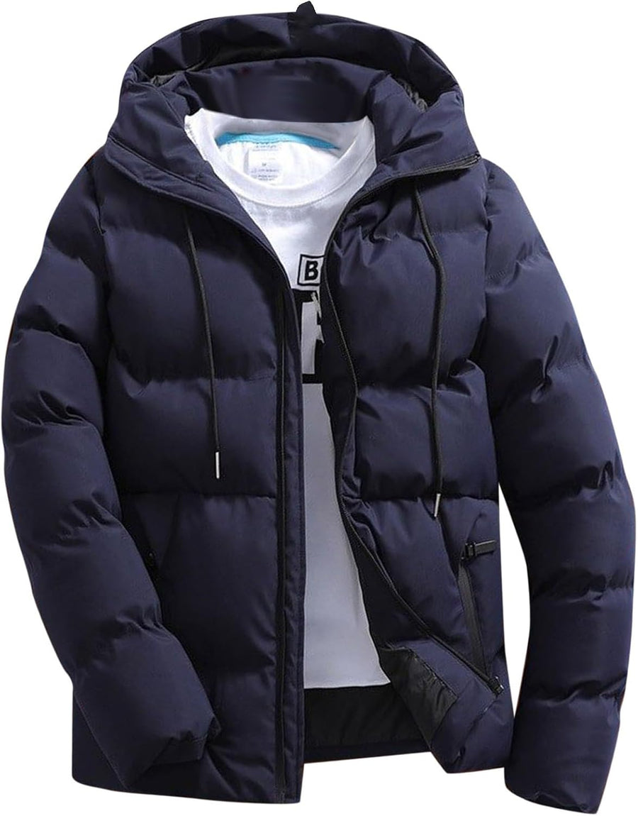 Doudoune Homme Hiver Slim Fit à Capuche – Veste Matelassée Légère, Chaude & Coupe-Vent