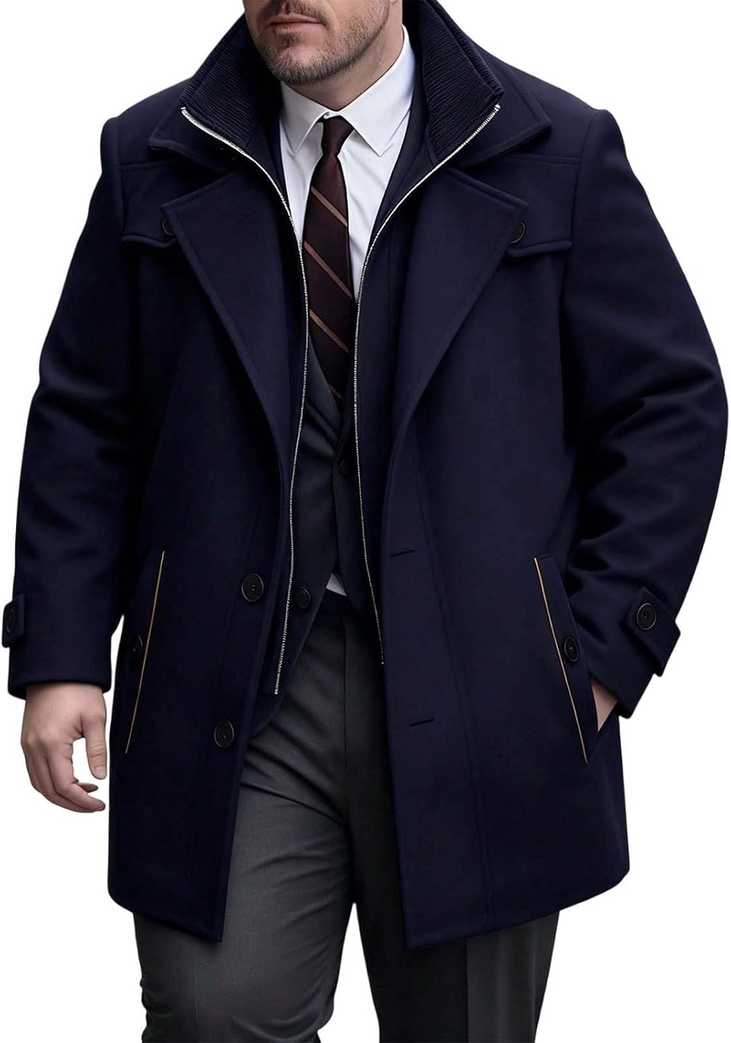 Parka épaisse pour homme – Blouson décontracté et extensible – Manteau d'extérieur style classique