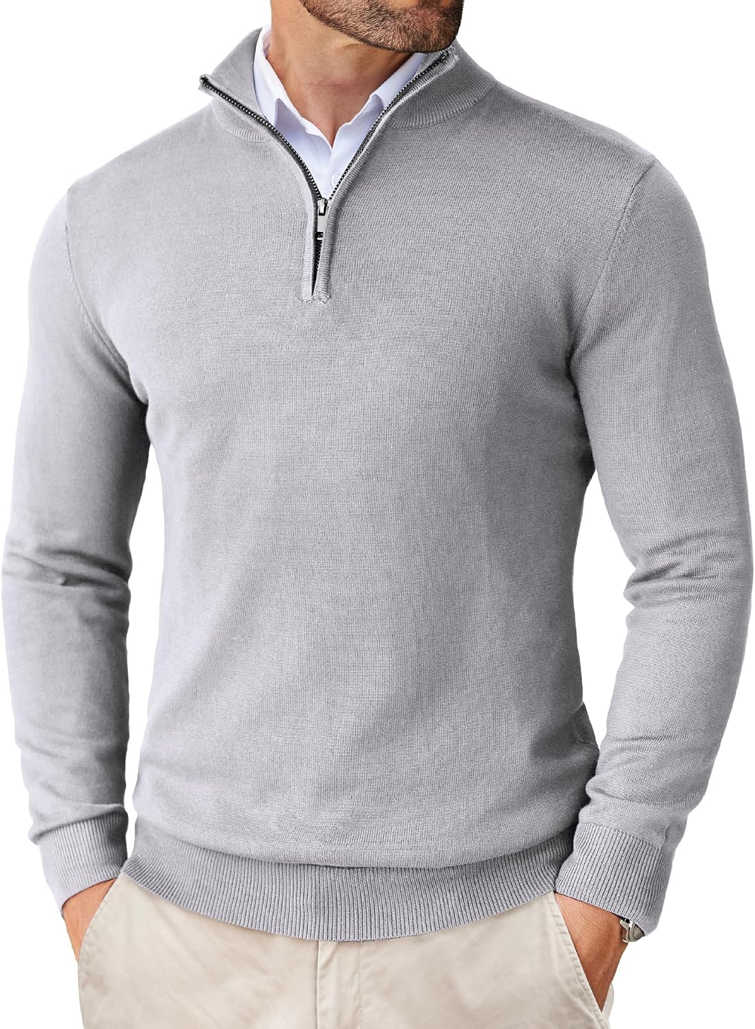 Pull homme COOFANDY en maille à col montant zippé