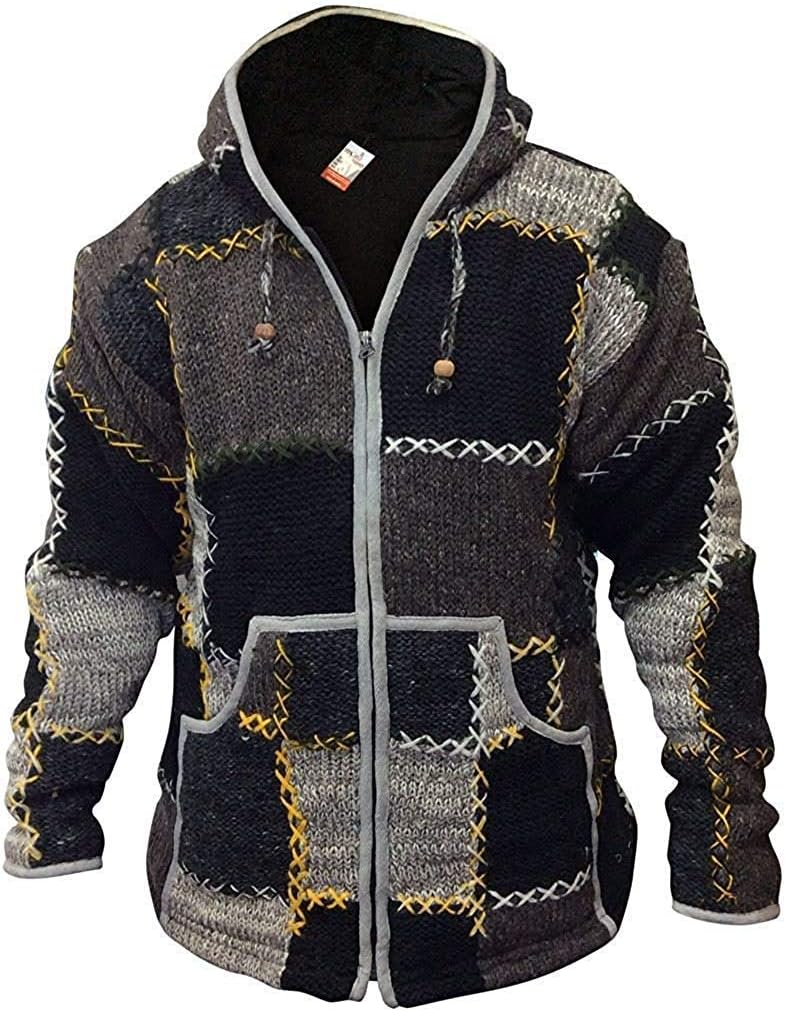 SHOPOHOLIC FASHION – Veste Homme en Laine Style Patchwork – Très Chaude & Élégante