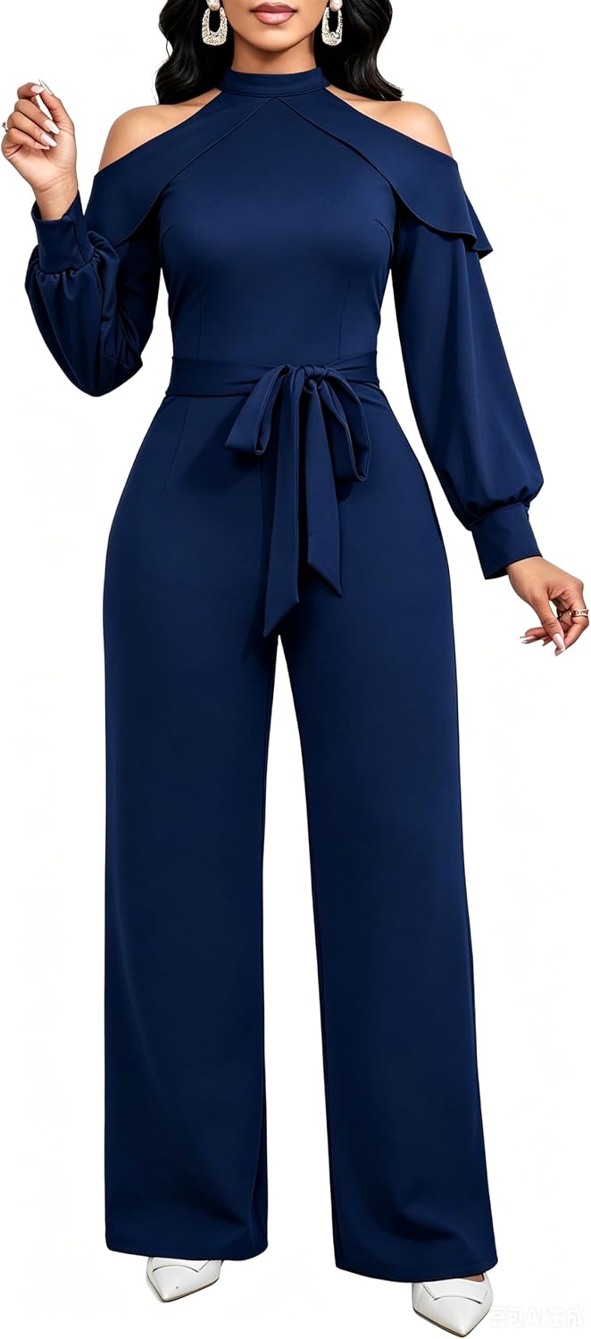 ❤️ SxClub – Combinaison élégante pour femme à manches longues, fermeture zippée à l'avant et pantalon droit