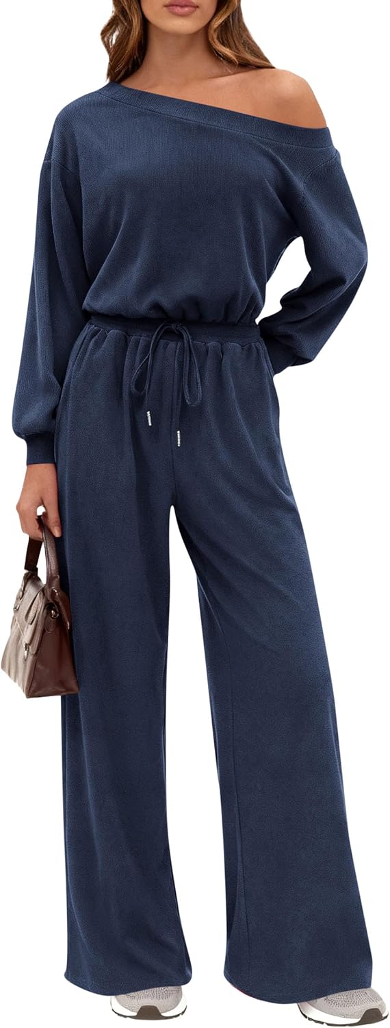 ✨ PRETTYGARDEN – Combinaison Femme Élégante à Manches Courtes, Épaules Dénudées & Pantalon Large