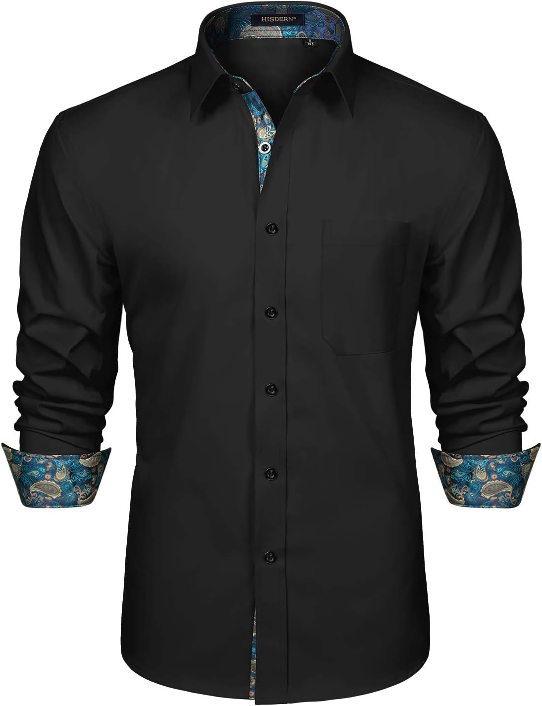 HISDERN – Chemise habillée à manches longues pour homme – Élégante, classique et boutonnée