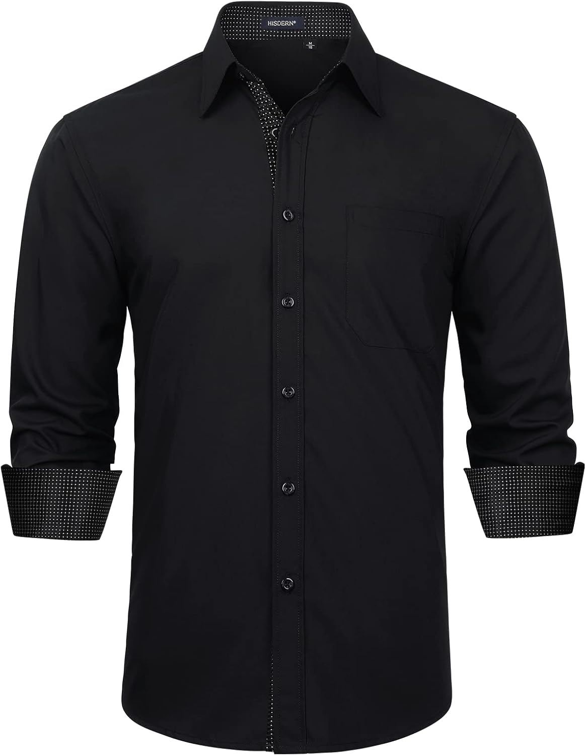 Enlision – Chemise Homme Coupe Droite à Manches Longues – Élégante, Contrastée & Business avec Poche