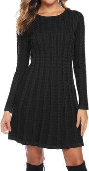Robe pull tricotée Gyabnw à col rond et manches longues