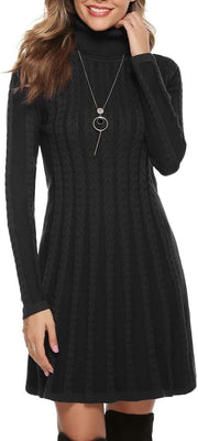 Robe pull tricotée Gyabnw à col rond et manches longues